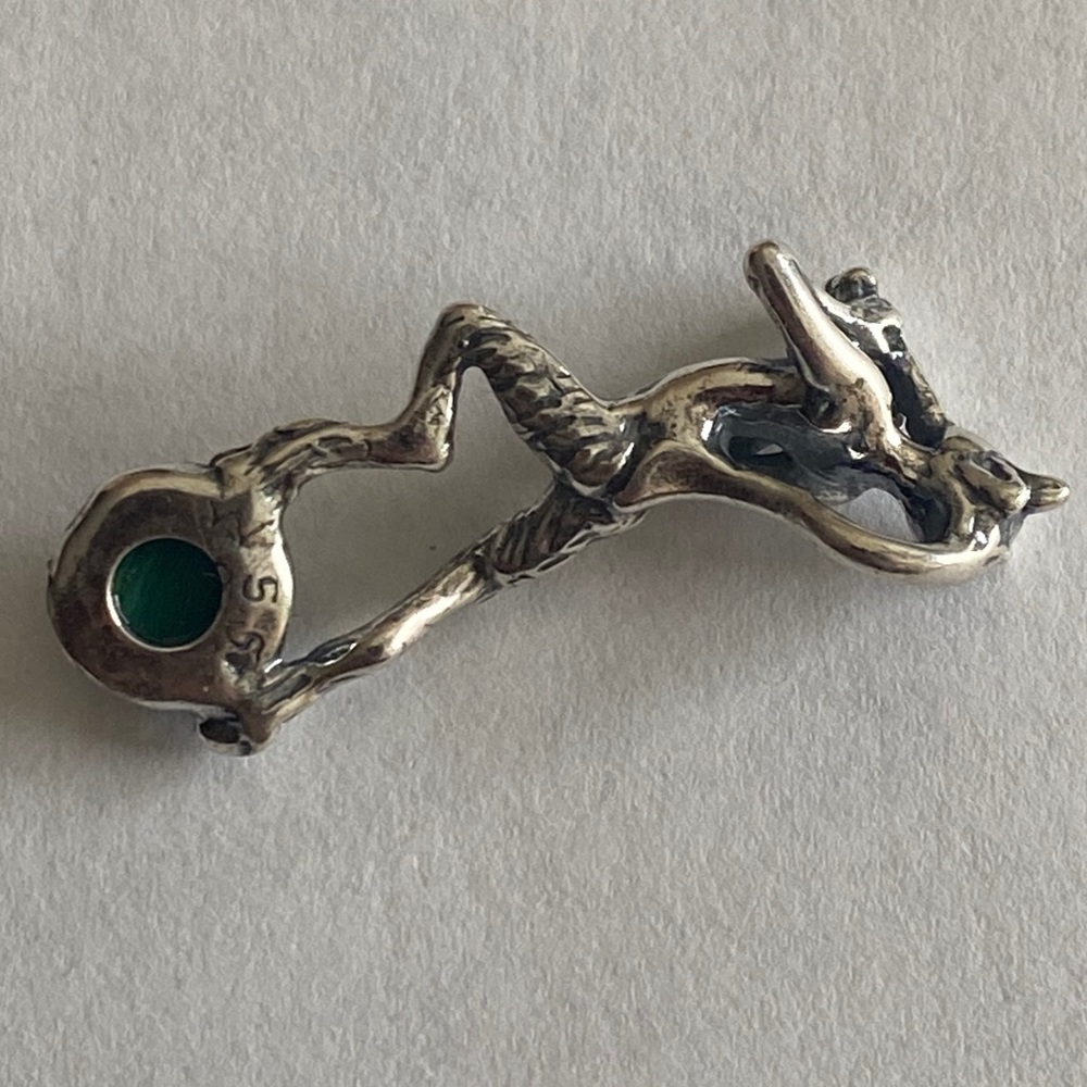 Pan Dancer Music Pendant .925 Sterling Silver w/ genuine Malachite gem USA - Picture 5 of 8
